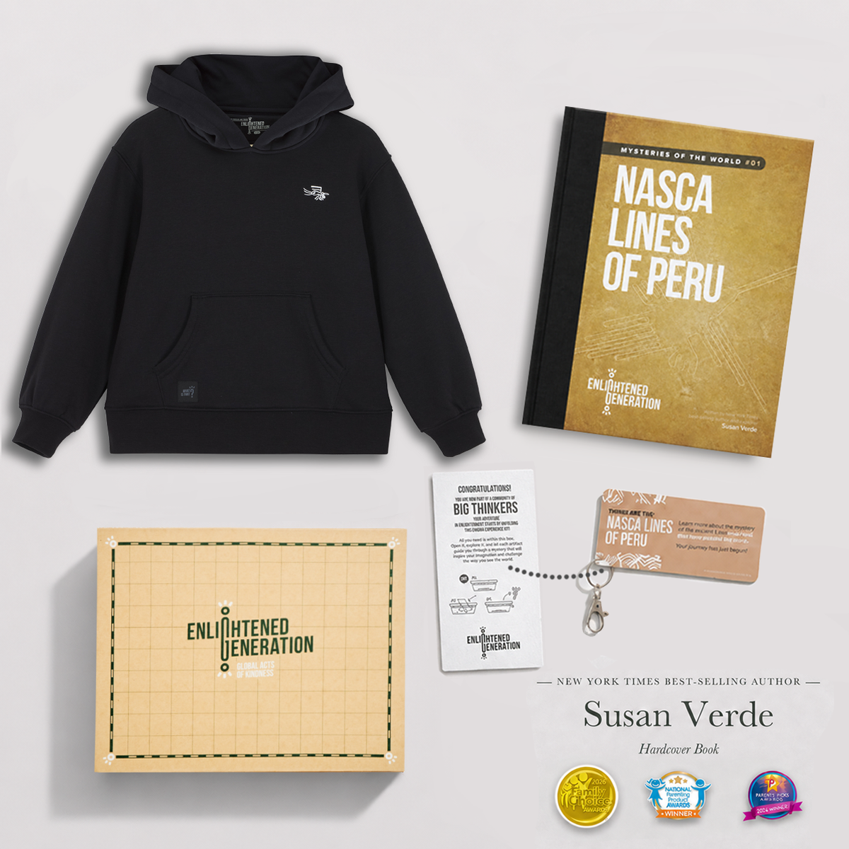 Nasca Embroidered Pelican Hoodie Gift Box with Book & Activities