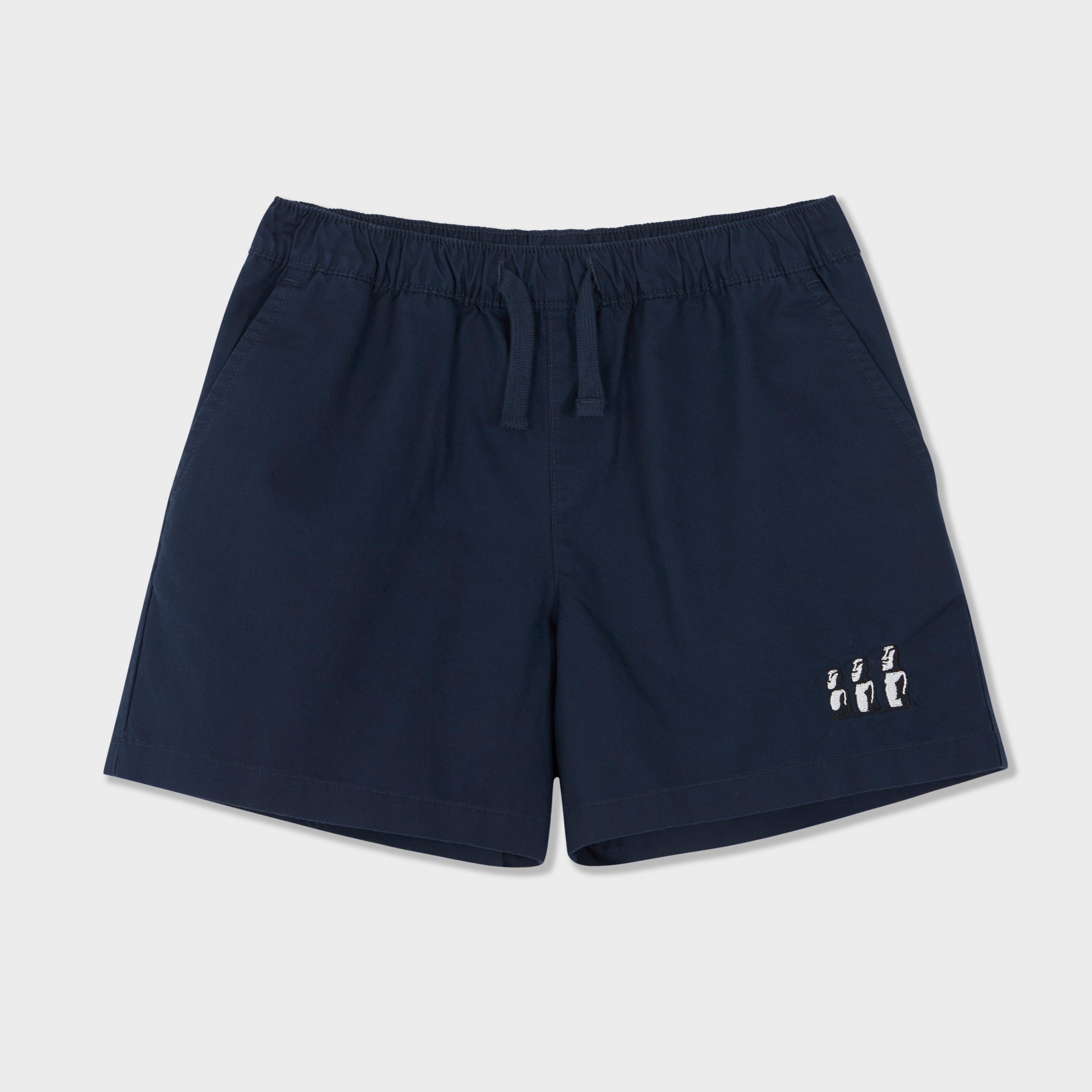 Moai Embroidered Woven Shorts