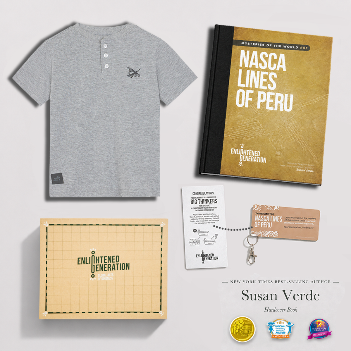 Nasca Embroidered Condor Henley Gift Box with Book & Activities