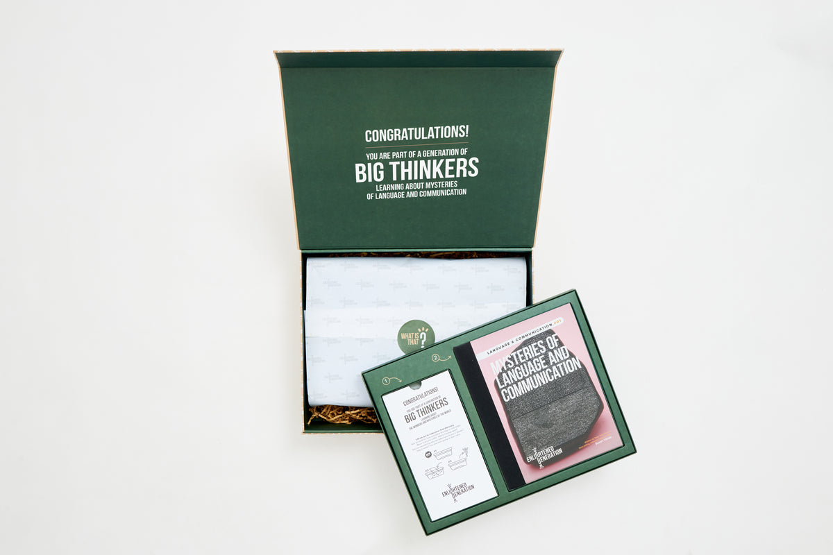 The open Language and Communication keepsake box with the book and activity card inside
