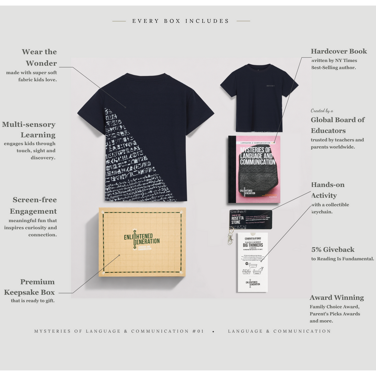 Rosetta Stone Secret Script Gift Box with Kids Tee, Book, and Activities