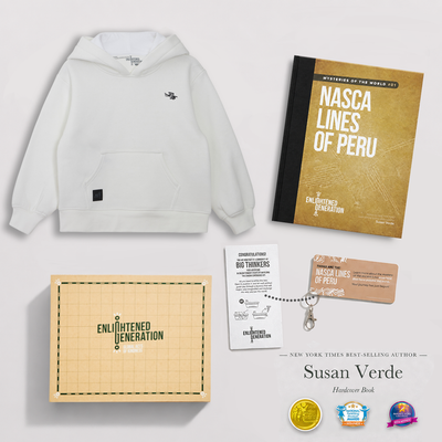 Nasca Ancient Mystery Gift Box with White Embroidered Pelican Kids Hoodie, Book, and Activities