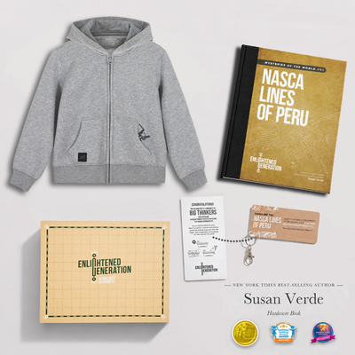 Nasca Gift Box with Hidden Spider Embroidered Kids Zip-Up Hoodie, Book, and Activities