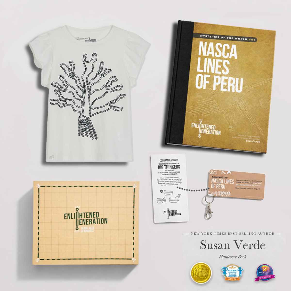 Nasca Desert Mystery Gift Box with Girls Ruffle Sleeve Tee, Book, and Activities