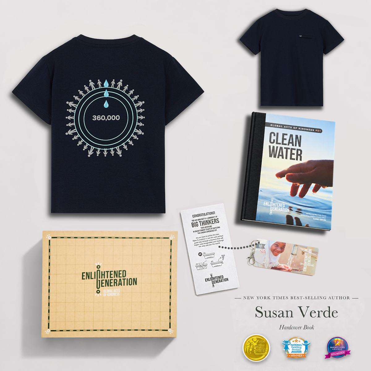 Water Gift Box with Navy Secret Message Pocket Kids Tee, Book, and Activities