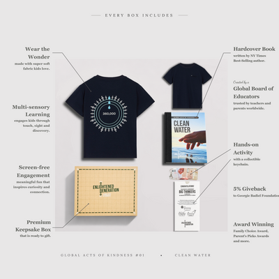 Water Gift Box with Navy Secret Message Pocket Kids Tee, Book, and Activities