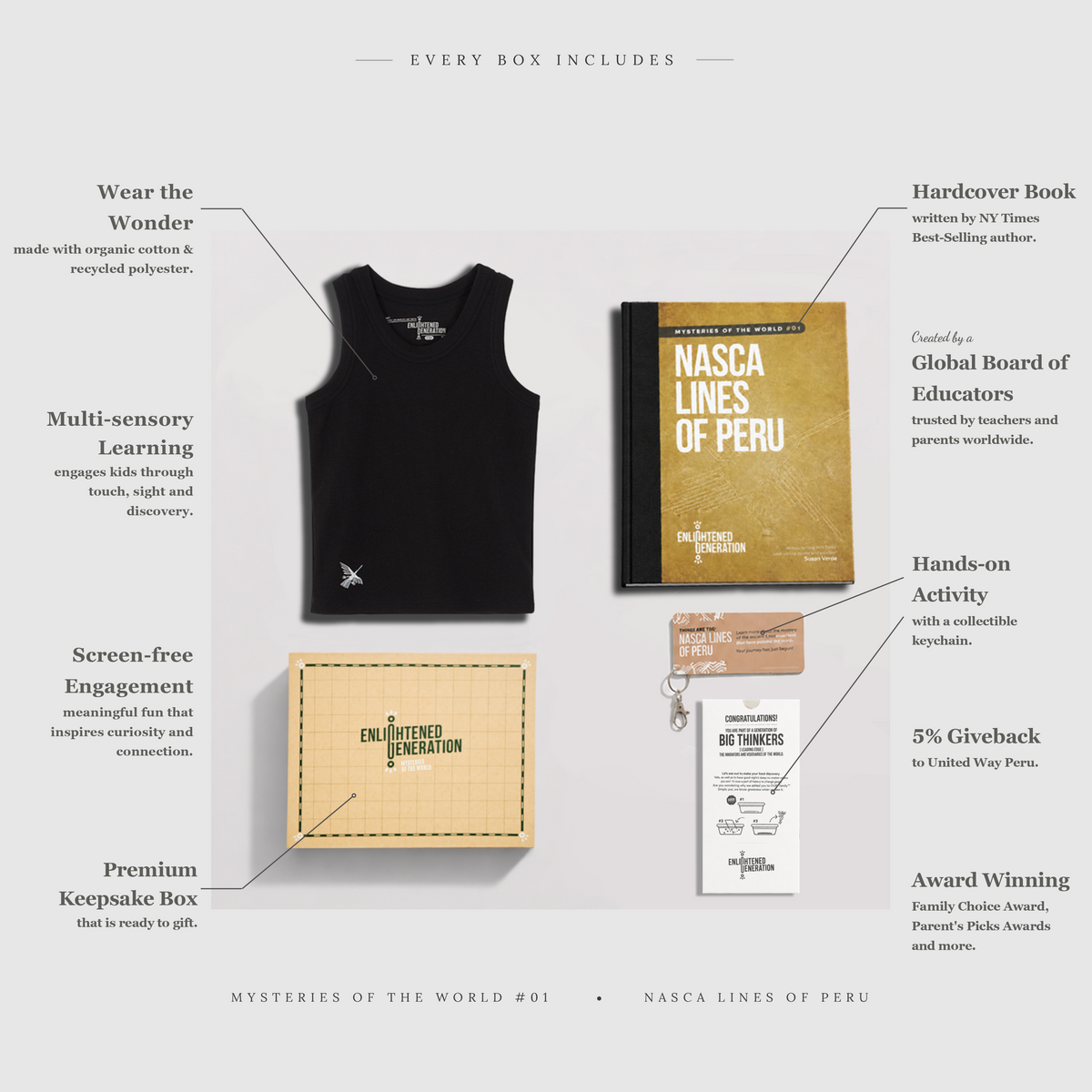 Nasca Embroidered Condor Tank Gift Box with Book & Activities