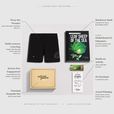 Leaf Sheep Play-All-Day Gift Box with Kids Biker Shorts, Book, and Activities