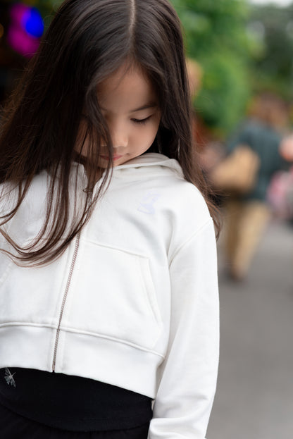 Moai Cropped Zip-Up Hoodie