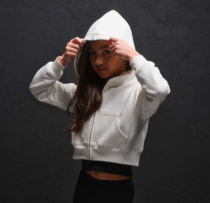 Moai Cropped Zip-Up Hoodie