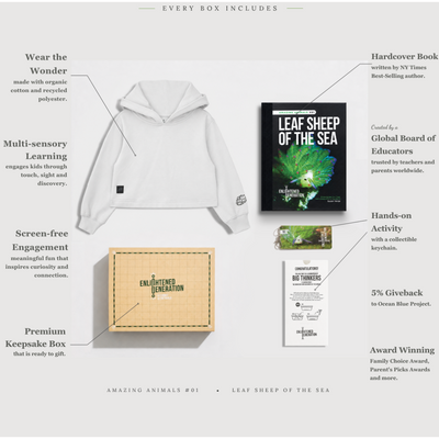 Leaf Sheep Ocean Secrets Gift Box with Kids Cropped Hoodie, Book, and Activities