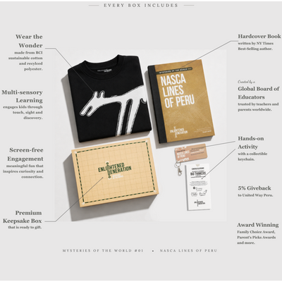 Nasca Gift Box with Desert Dog Explorer Kids Sweatshirt, Book, and Activities