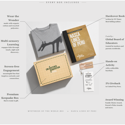 Nasca Gift Box with Curious Desert Dog Kids Tee, Book, and Activities